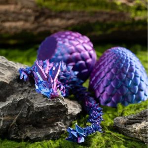 Aquariums 3D Printed Gem Dragon Crystal Dragon Egg Rotatable 3D Articulated Dragon Decompression Toys Fish Tank Landscaping Boys Gift