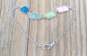 Pulsera New Color de Plata Con Gemas Charm Bracelets Authentische 925 Sterling Silber Armbänder passt zu europäischen Bärenschmuckstil Geschenk4427462