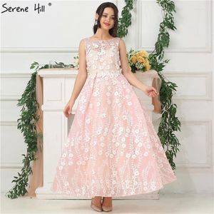 Party Dresses Pink Sleeveless Sexy Ankle Length Evening 2024 Handmade Flowers Beading Tulle Gowns Real Po LA6694