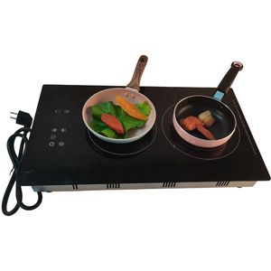 Electric Cooktop 2 Burners Electric Radiant Stove, Drop-in Smoothtop Ceramic Glass,220v Fits All Cookware Cheap Price T2V-23B