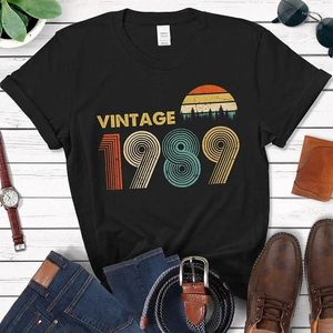 Frauen T-Shirts 2024 Vintage 1989 T-Shirt 35. Geburtstag Geschenkidee für 35 Jahre alte Vater Opa Mutter Großmutter Frauen 80er Jahre Retro Shirt