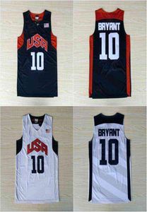 Dikişli 10 Bryant Basketbol Forması Mens ABD Rüya M Jersey Dikişli Mavi Beyaz Kısa Kısım Gömlek S-XXL7525015