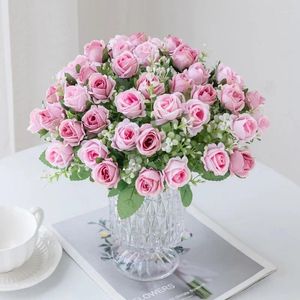 Decorative Flowers 1Pc Silk Artificial Small Bud Rose Bouquet For Christmas Wedding Bridal Home Indoor Decoration Diy Accessories