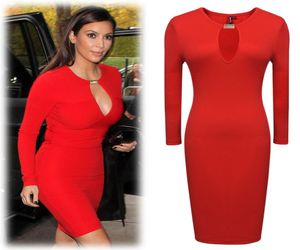 Dziurka od metalowej klamry Openchest Bodycon Pencil Dress Dispey Red Elegant Fashion 18644378129