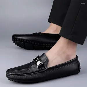 Casual Shoes Fashion 2024 Men's Driving Comfortable Lazy Brand Soft Massage Insole Bottom Pea Breathable Bean