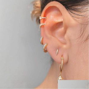 Hoop Huggie Mini małe kolczyki dla kobiet mężczyzn Mężczyzn Cubic Cyrronia Minimalistyczny złoty kolor sier ccuute biżuteria Pendientes 5 mm-1m dostawa upuszcza otlxd