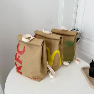 Bags New Funny Cute Cartoon French Fries Packaging Bags Student Woman Schoolbag Canvas Backpack Large Capacity Messenger Bag HandBag