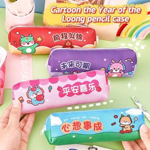 Kawaii Loong Dragon Pencil Case di grande capacità Simpucibile borse per penna impermeabile Studio della scuola cosmetica Forniture per uffici di cartoleria