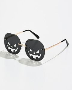 Rimless Pumpkin Shape Sunglasses Women Men 2021 Oval Alloy Hollow Sun Glasses Female Halloween Punk Eyeglasses Oculos1484509