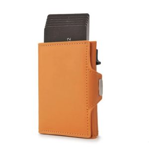 Uchwyty Nowe szalone konno Pu skórzane szczupłe portfele RFID Protection Card Holder Mini Metal Portfel Monety Monety Pocket Torebka dla mężczyzn i kobiet