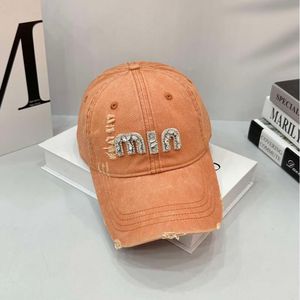 Fashionable Rhinestone Letter Denim Baseball Summer Outing Protection Duckbill Cap, Small Face, Versatile Sun Hat