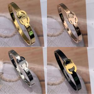 Mix 6 Colors Women Designer Bangles Gold Pated Letter Couple Bracelets Without Box