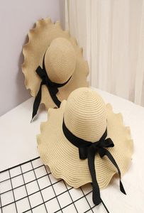 Fashion Bow Knot Women Straw Hat Summer Outdoor Sun Protection Hats Personality Wide Brim Cappelli con Ribbon8383323