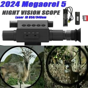 Kameror 2024 Megaorei 5 Night Vision 1080p HD Hunting Camera Kamera Portabelt bakre omfång Lägg till Attachment Buildin 850nm 940Nm IR