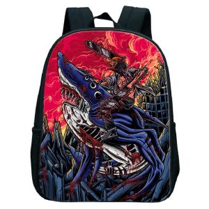 Bags Chainsaw Man Child Schoolbag Harajuku Anime Girls Bagpack Japanese Comic12 Inch Boys Satchels Cartoon Chainsaw Man Kids Backpack