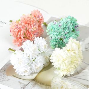 Decorative Flowers 60pcs/lot Silk Chrysanthemum Artificial Flower Bouquet For Wedding Home Decoration Mariage Flores Accessories Rose