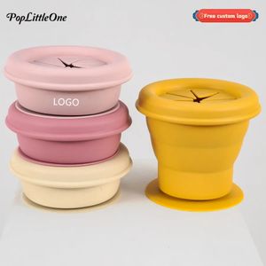 Free Custom Personalized Name Baby Snack Cup Portable Foldable With Sucker Drinking Mug Feeding Food Storage Box Stuff 240412