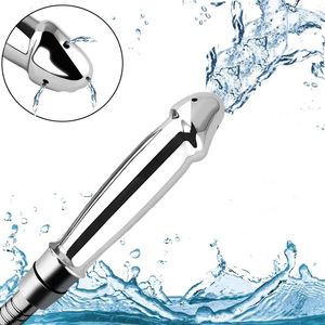 Metal Steel Douche Enema Syringe Anal Shower Head Beads Anal Cleaning Kit Butt Plug Attachment Nozzle Tip Gay Sex Toy Man Woman 240419