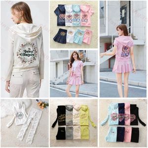 Suculento Juicy Coture Designer Tracksuit Women Mulheres de manga curta e longa Veet Veet Duas peças Sportswear Pullover conjunto de capuz