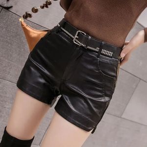 Damen Fashion Spring Herbst Slim Black Reißverschluss Patchwork Shorts Solid All-Match A-Line Trend Street Freizeitkleidung 240418