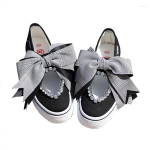 Casual Shoes 2024 Spring Summer Canvas Women's Thick Sole One Step Lefu Designer's Diamond Bow