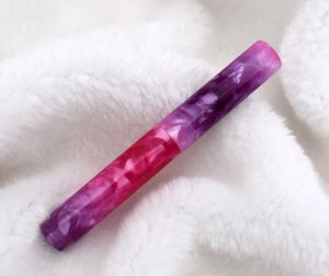 Pennor Ny Wanwu Creative Celluloid Mini Glass Dip Pen Fountain Pen Starry Sky Purple Pocket EF/F/Small Bent Ink Pen Box Present Set