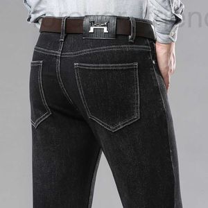 Mäns jeans designer Autumn Thick Guangzhou Jeans för mäns affär rakt ben elastisk midhöjning avslappnad löst passande kärlek häst svart kläder cid9