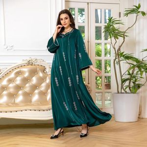 Ethnic Clothing Muslim Jalabiya Robes Casual Maxi Dress Arab Dubai Abayas Satin Evening Party Diamond Dresses For Women Clothes