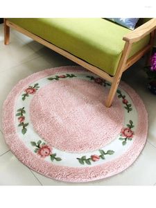 Tapetes de refinamento europeu de flor redonda sala de estar quarto tapete de tapete de jardim de leite de terra resistência a tapete de tapete de tapete de tapete
