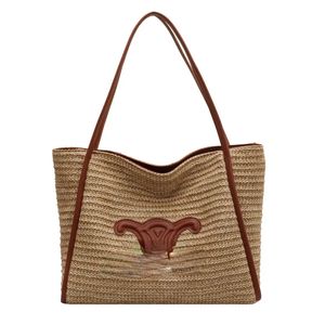 Woven Bag Women New Vintage Single Shoulder Tote Bag Fashion All-in-one Large Capacity Underarm Straw Bags