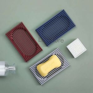 Holes With Drain Silicone Non-Slip Dish Solid Color Soaps Tray Holder Soft Flexible Perforated Bathroom Soap Storage Box Th0682