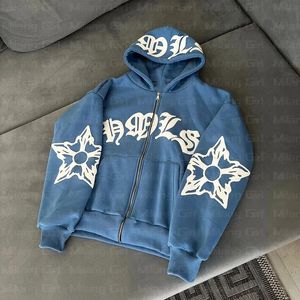 Zip hoodie snöflinga brev tryck goth punk tröja kvinnor hoodies sportrock pullover långärmad överdimensionerad hoodie y2k jacka 240409