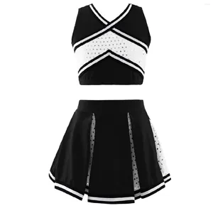 Kleidungssets Kinder Mädchen Cheerleader Uniformanzug Kostüm Outfit mit Rock -Pailletten Set Ermutigen Sie Cheerleader Carnival Sport