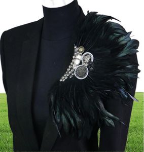 Boutonniere Clips Collar Brooch Pin Wedding Bussiness Suits Banquet Brooch Black Feather Anchor Flower Corsage Party Bar Singer LJ7942064