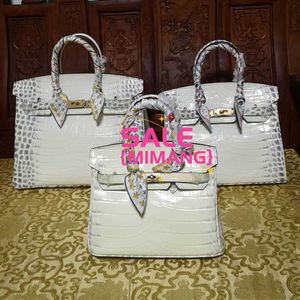 Luxury A Birknns 2024 women's bag tide Himalayan white cow leather bag Single Shoulder Messenger Bag crocodile leather bag 59BZ