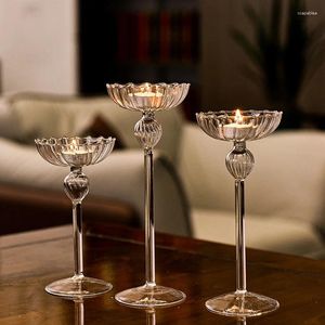 Candle Holders Transparent Glass Holder Simple Wedding Oil Lamp Bar Party Living Room Decoration Home Decor Creative 3pcs