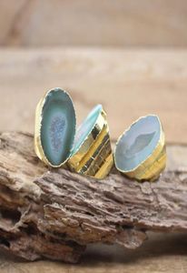 Anelli nuziali Agate Verde Naturale Druzy Ridimensionabile GEMS RAW GEMS GEODE GEODE DRUSY BAND RING PARTY DONNE GIETYRY DROWLERS DROPQC41212164614