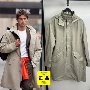 Men's Trench Coats 1255/309 Spring Gray & Green Hooded Casual Parker Coat 1255309