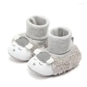 Boots Cartoon Lamb Baby Turned-over Edge Fashion Toddler Slip-On Shoes Winter For 0-18 Months