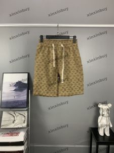 Xinxinbuy 2024 uomini Shorts Designer Shorts Lettera Jacquard Denim Tessuto corto Black Bianco Blue Brown Blue Brown Albicot S-2xl Nuovo