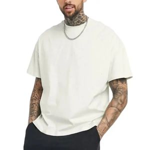 230Gsm Summer 100% Cotton White Solid T Shirt Men Oversized Causal O-neck Basic T-shirt Male High Quality Classical 240412