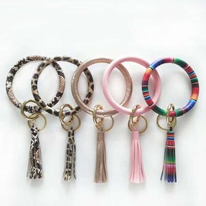 Kolor Key Ring Tassel Solid Wisianty Rainbow Okrągły kształt Bransoletka samochód kluczyka kluczyka wisiorka Pierścienie magazynowe Ozdoby Ozdoby TH1309 Łańcuch S.