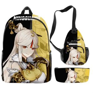 バッグGenshin Impact Backpacks School Bags Beelzebul Ayaka Xiao Boys Girls Teenage Students Cosplayアニメラップトップスポーツ旅行バッグ