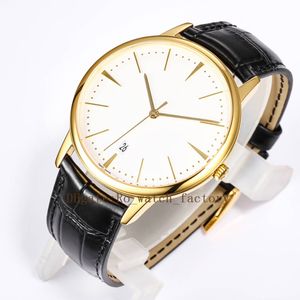 MMA Factory 40 mm 85180 Mężczyźni 2450 Automatyczny ruch zegarek Sapphire Dial 18K Gold Cowhide Pasek Wodoodporny przezroczystość grzbietowa