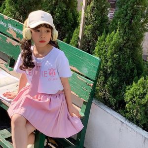 Roupas Define a escola coreana de verão, menina acadêmica, terno adolescente letra de tira de manga curta Skirt Skirt Students Roupos