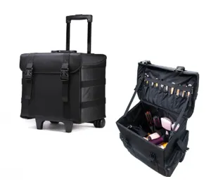 Przeniesienie toczące się obudowa kosmetyczna makijaż walizka na kółkach Train Case nylon tocznia wózka makijażu torba do suszarki do włosów torba uchwytu