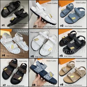 (Gelbgold -Hardware) Premium -Frauen Mode Leder Sandalen Strand Sandalen Pantoffelschuhe für Frauen