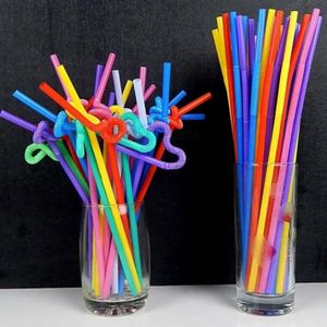 BENDY 100 PCS/Çanta Tek Kullanımlık Çok Modin Renkli Plastik İçme Saman Partisi Bar Club Restoran Şarap Sütü Pipetleri Th0464 S