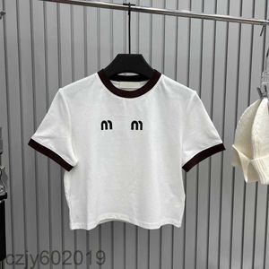 Designer t shirt summer short sleeve Crop Top Tee women tshirt contrast color printed slim fit tops