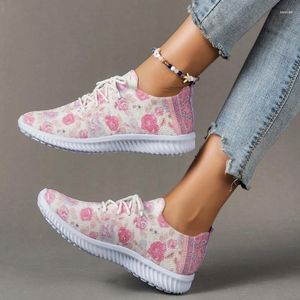 Casual Shoes Plus Size 43 Sneakers Women Mesh Breathable Soft Sole For 2024 Printed Women's Zapatillas Mujer